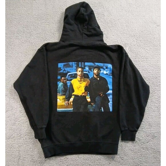 Men’s Boyz n The Hood Ice Cube Black Hoodie Sweatshirt Front Pocket Size Lg - Picture 6 of 8